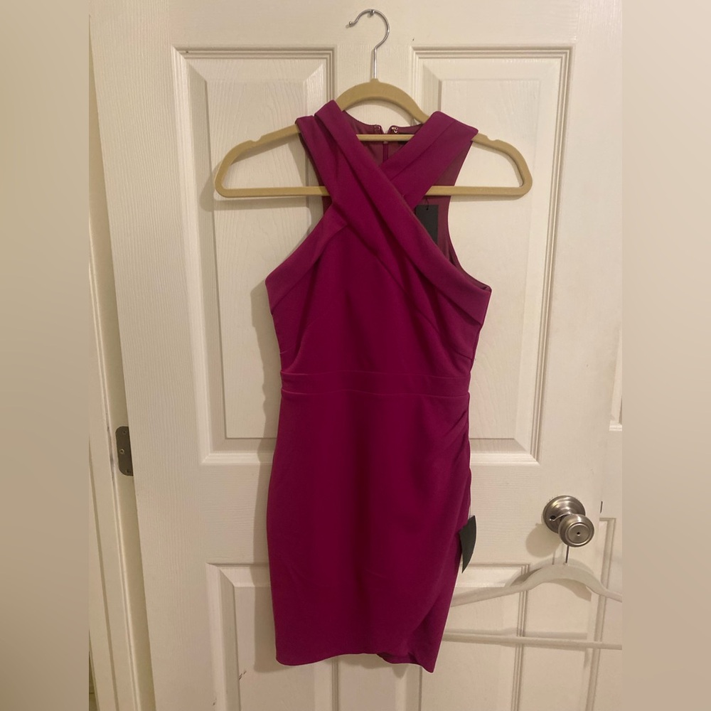 Lulu's Fuchsia Cross-Back Mini Dress